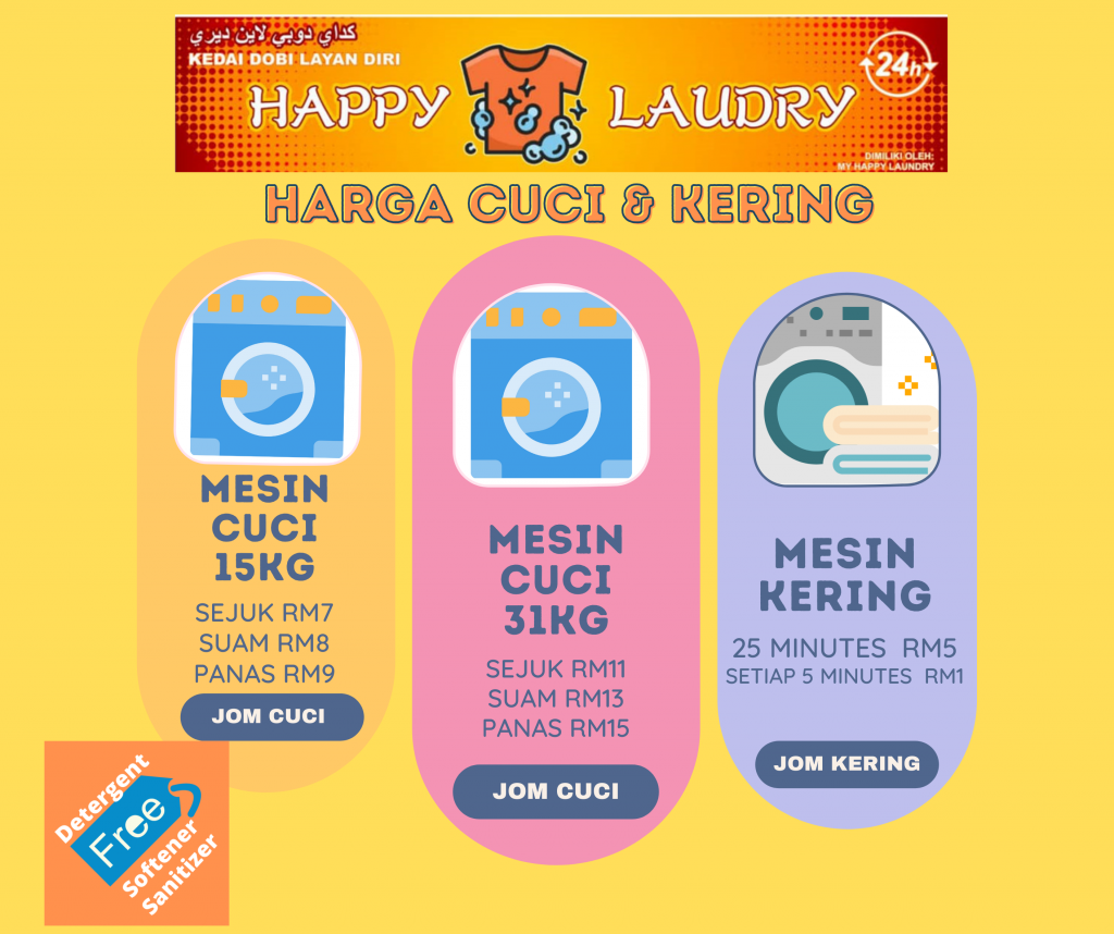 happy laundry penang price list